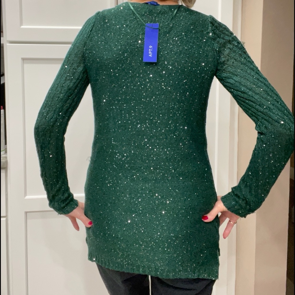 Apt. 9 Emerald Green Sequin Scoop Neck Sweater - Picture 4 of 11